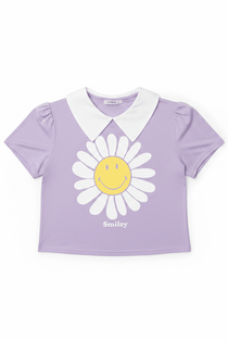 Shop Unique Vintage Unique Vintage x Smiley® Purple Flower Tee Top Top for women – premium loungewear and festival fashion at Spoiled Brat