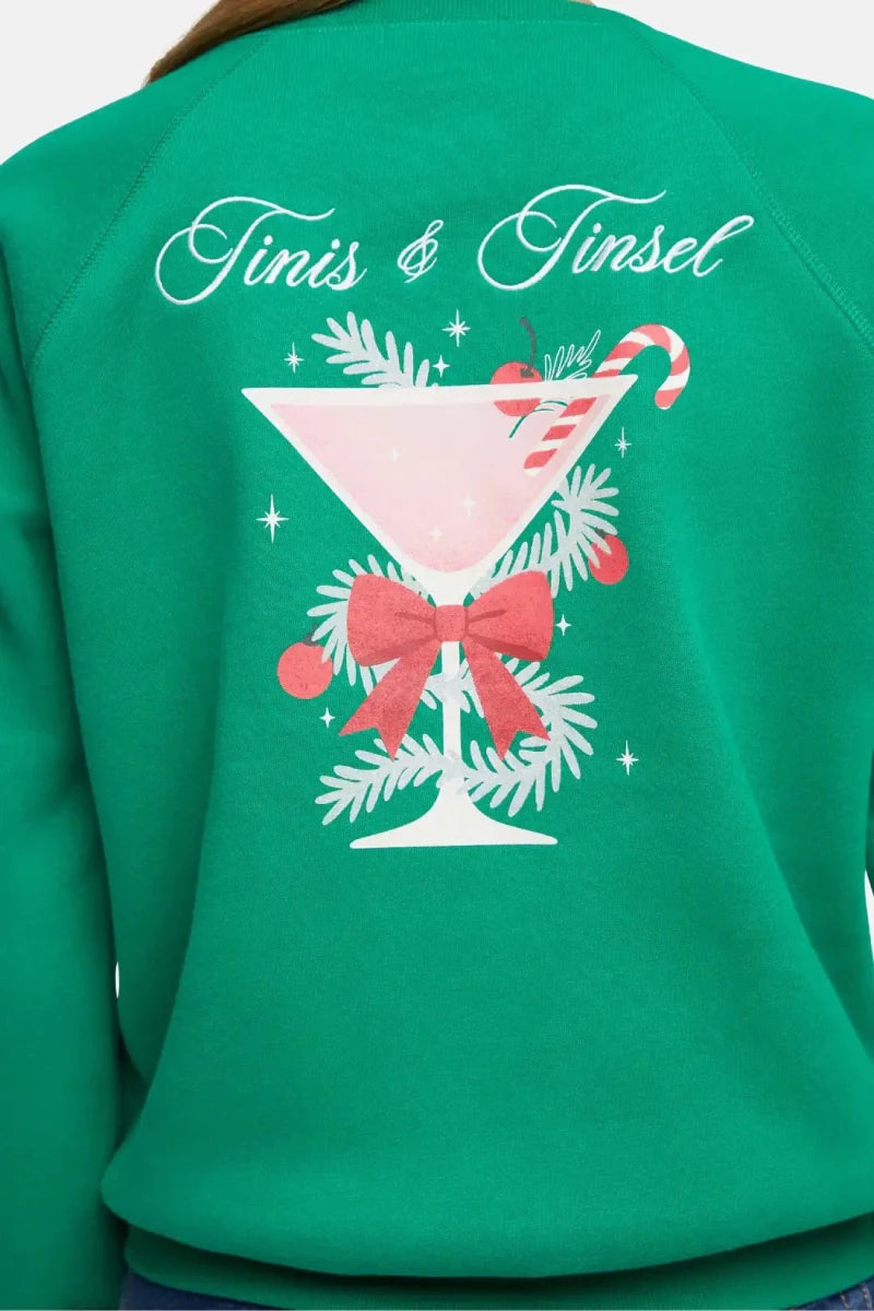 Shop Wildfox Wildfox Christmas Tinis & Tinsel Keely Raglan Sweatshirt Hooded Sweatshirt for women – premium loungewear and festival fashion at Spoiled Brat