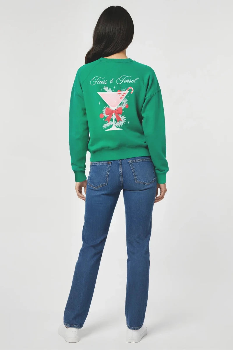 Shop Wildfox Wildfox Christmas Tinis & Tinsel Keely Raglan Sweatshirt Hooded Sweatshirt for women – premium loungewear and festival fashion at Spoiled Brat