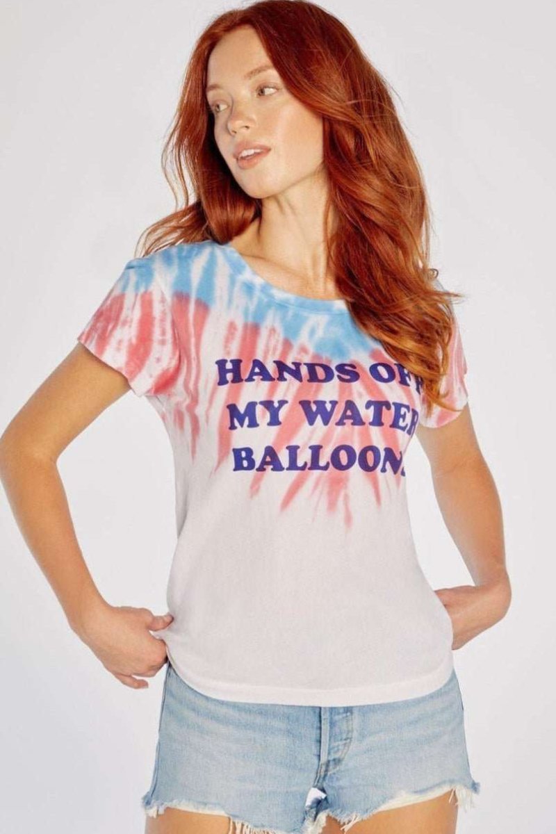 Shop Wildfox Wildfox Hands Off My Water Balloons No9 Tee T-Shirt for women – premium loungewear and festival fashion at Spoiled Brat