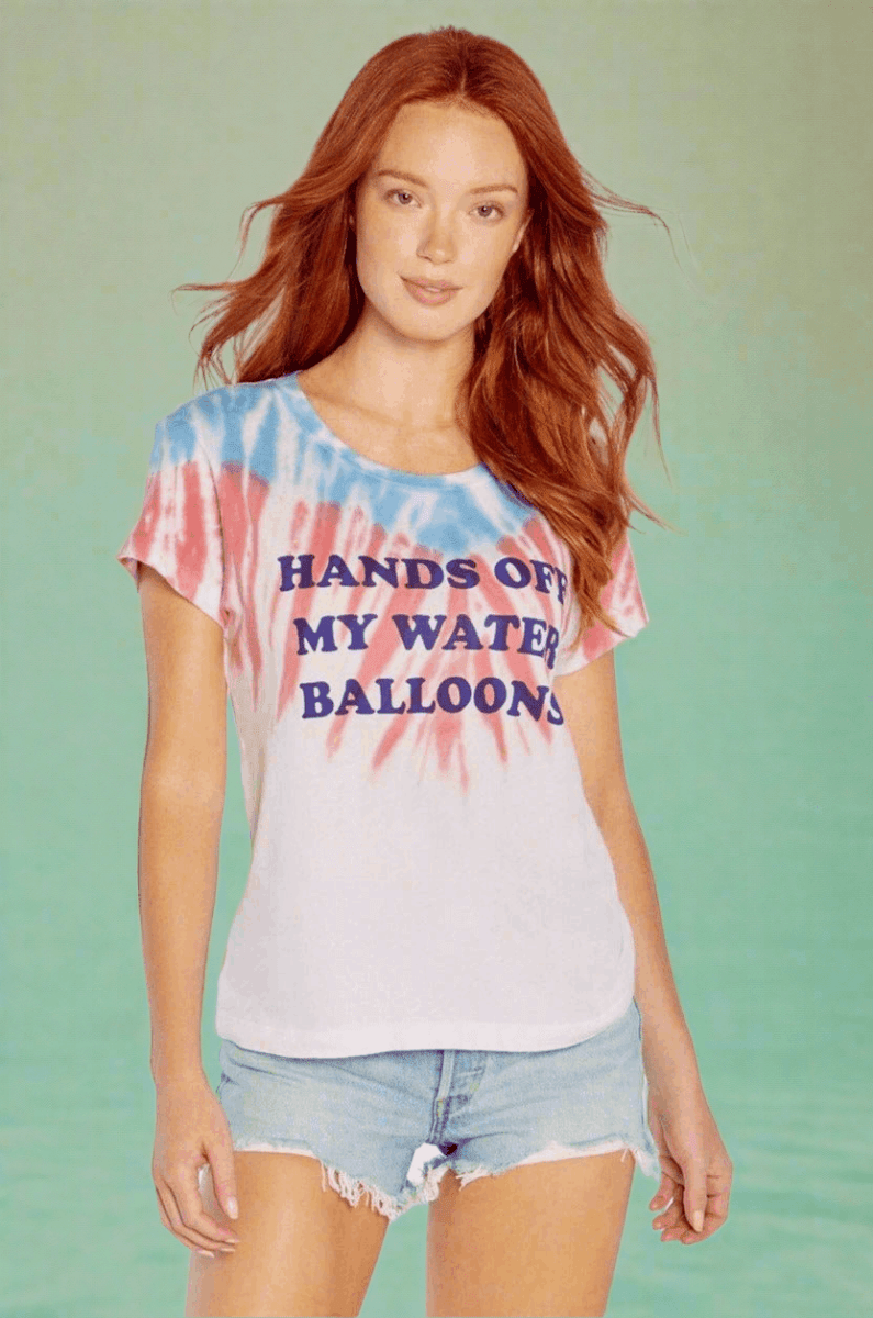 Shop Wildfox Wildfox Hands Off My Water Balloons No9 Tee T-Shirt for women – premium loungewear and festival fashion at Spoiled Brat