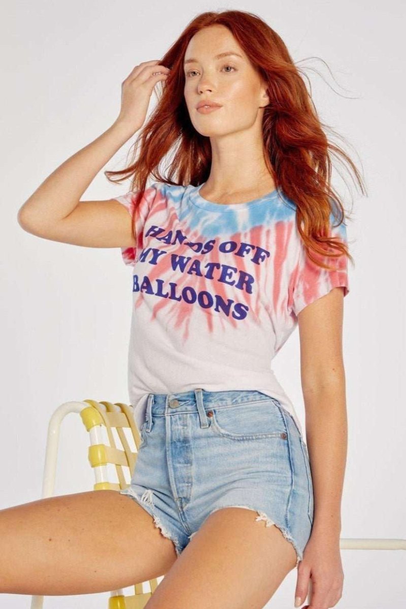 Shop Wildfox Wildfox Hands Off My Water Balloons No9 Tee T-Shirt for women – premium loungewear and festival fashion at Spoiled Brat