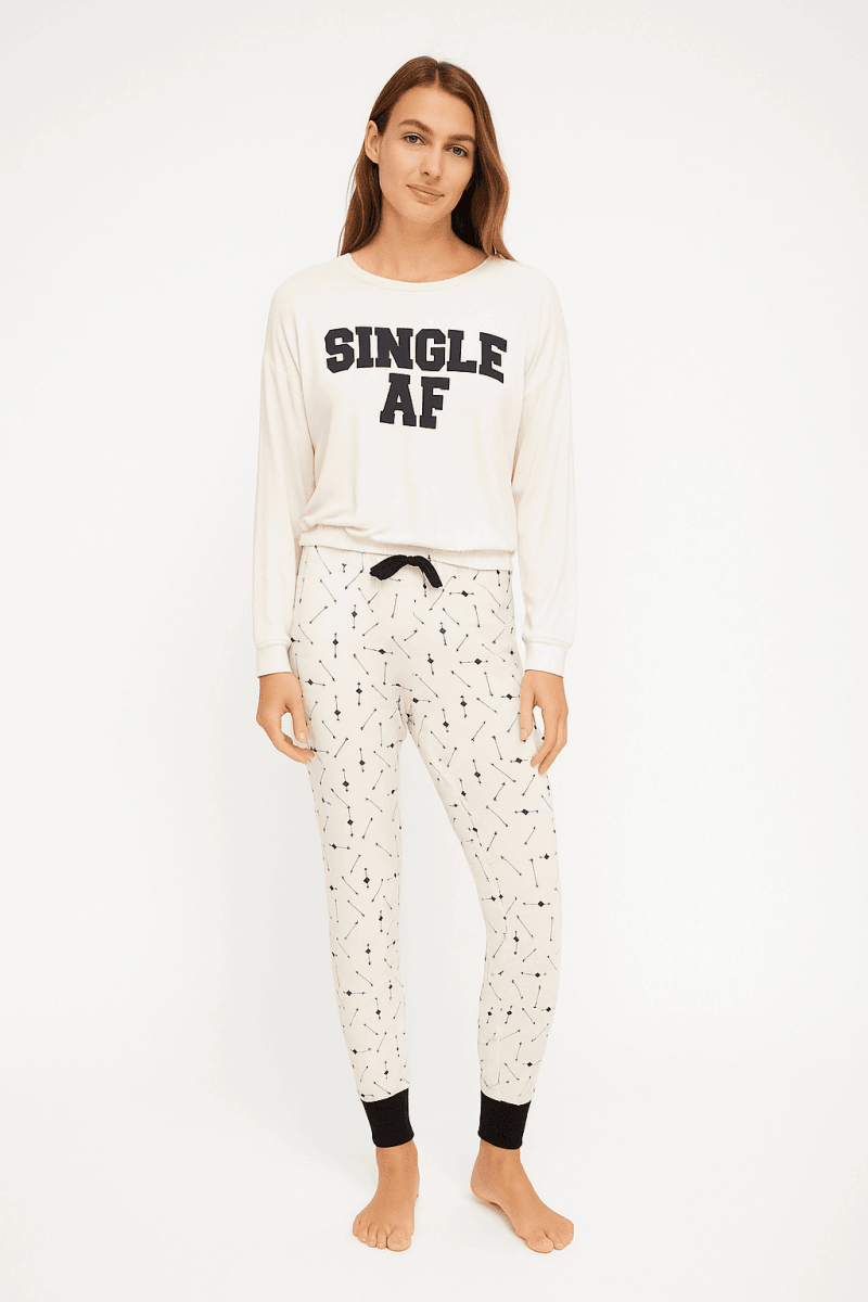 Shop Wildfox Wildfox Single AF Pyjamas as seen on Malin Andersson Pyjamas for women – premium loungewear and festival fashion at Spoiled Brat