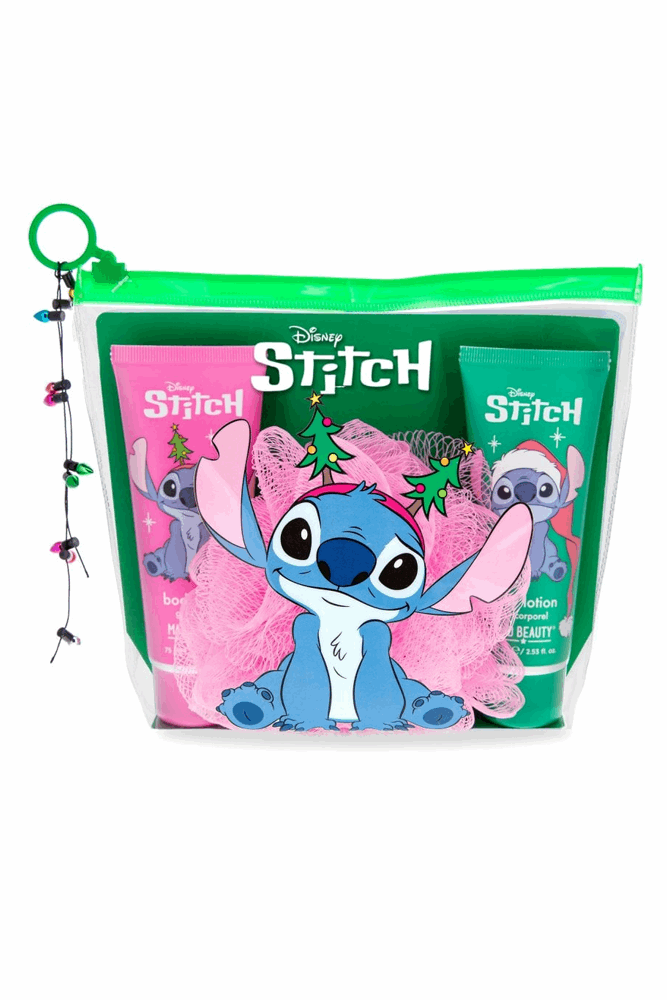 Disney Stitch-themed product packaging with character design on a white background