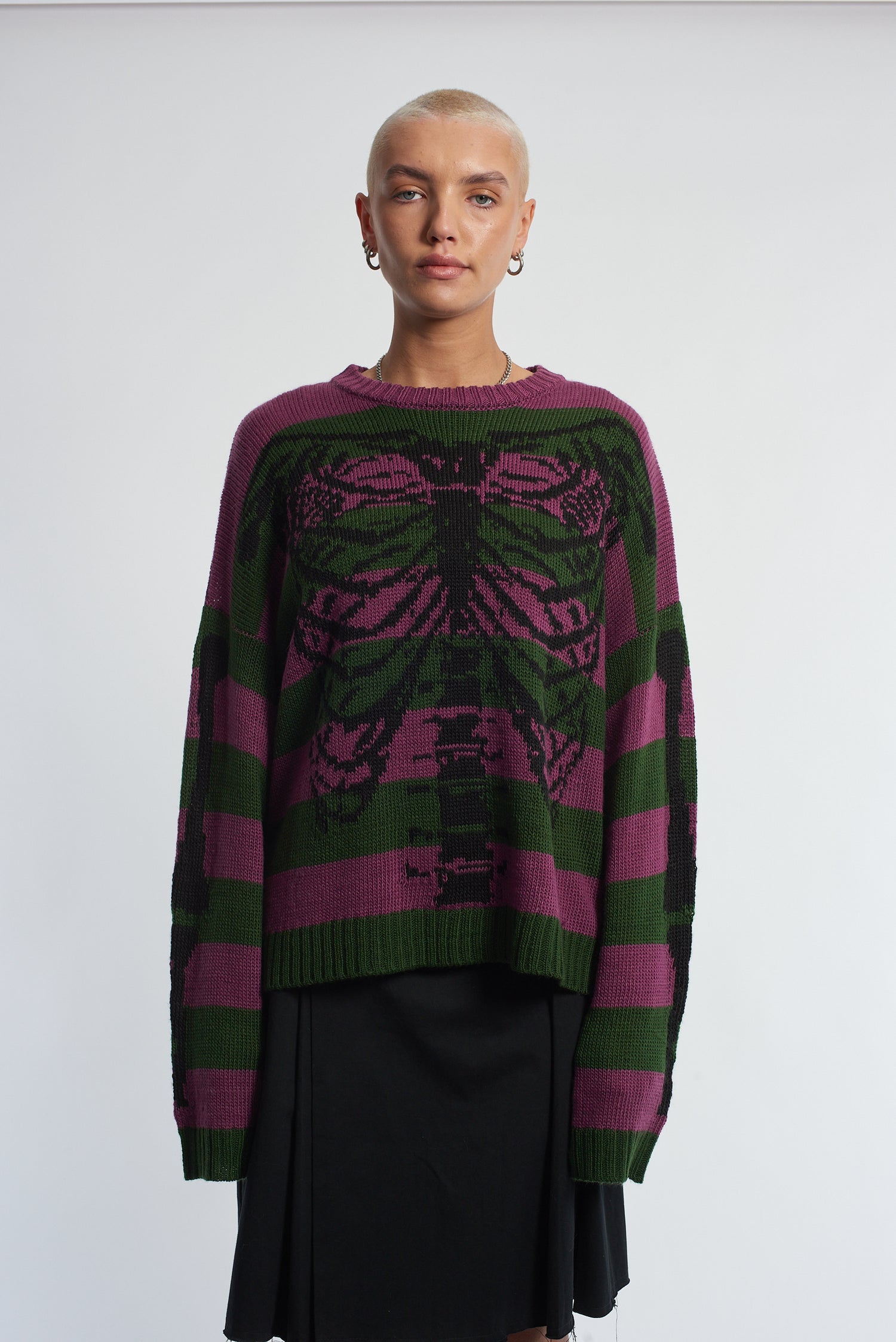 Shop The Ragged Priest The Ragged Priest Skeleton Stripe Knit Jumper online at Spoiled Brat