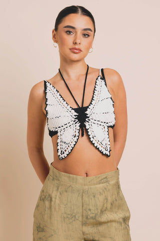 Shop Daisy Street Butterfly Crochet Top Online 