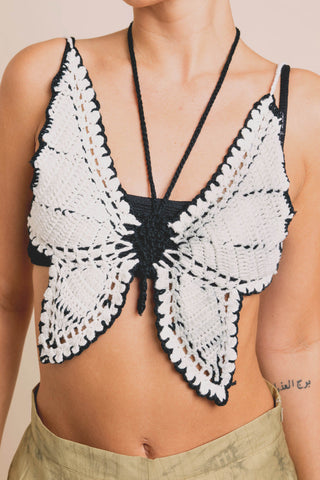 Daisy Street Butterfly Crochet Top