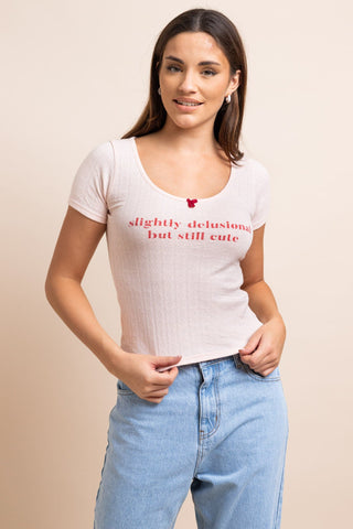 Shop Daisy Street Slightly Delusional But Still Cute Baby Tee - Spoiled Brat  Online
