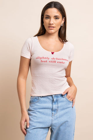 Shop Daisy Street Slightly Delusional But Still Cute Baby Tee - Spoiled Brat  Online