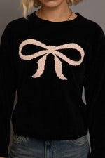 Shop Daisy Street Daisy Street Chenille Bow Motif Sweater online at Spoiled Brat