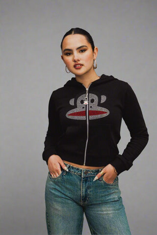 Shop Paul Frank x Daisy Street Rhinestone Julius Zip Hoodie Online