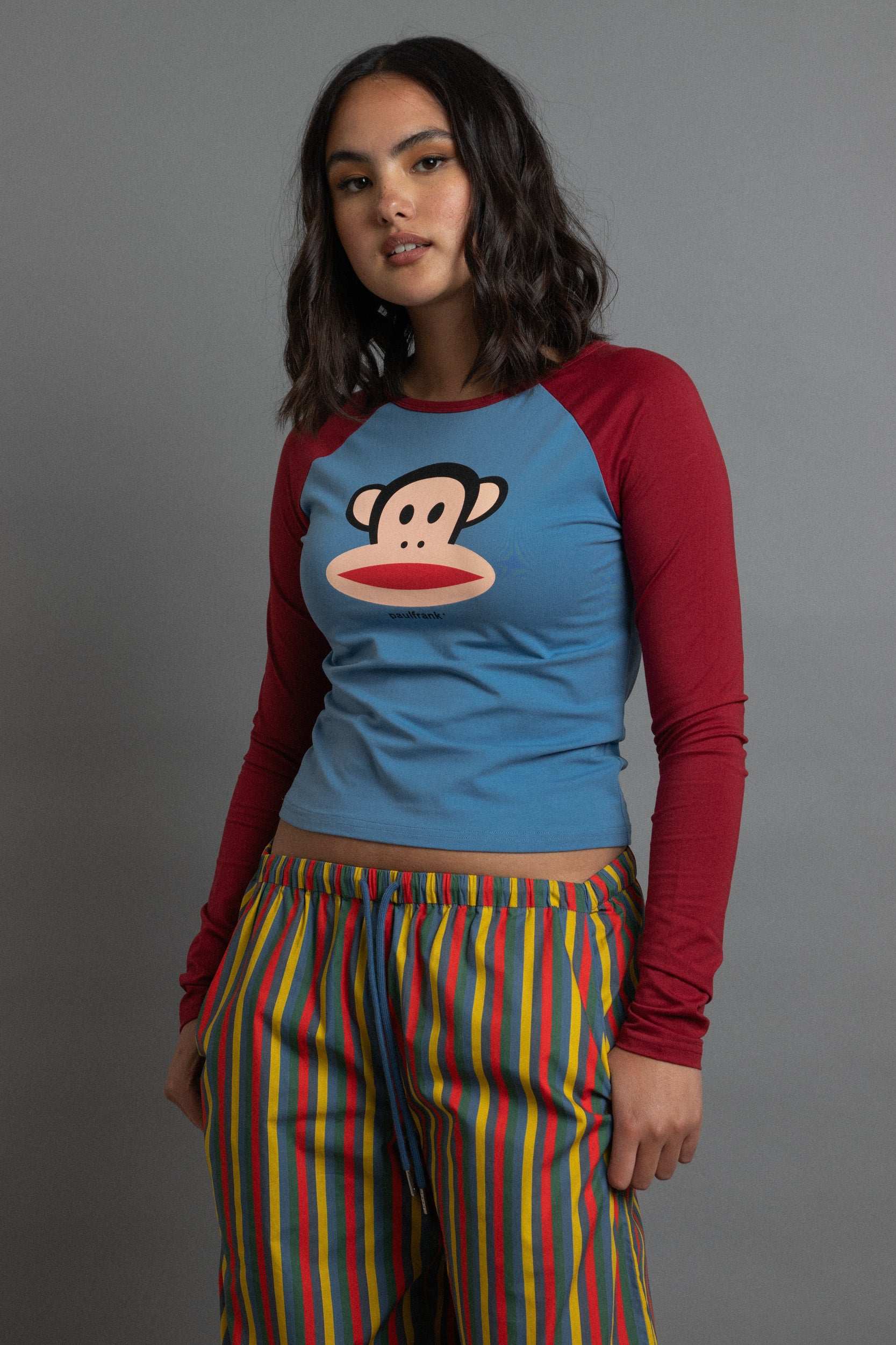 Paul Frank x Daisy Street Long Sleeved Raglan Top Long Sleeved Top by Daisy Street as seen on celebrities