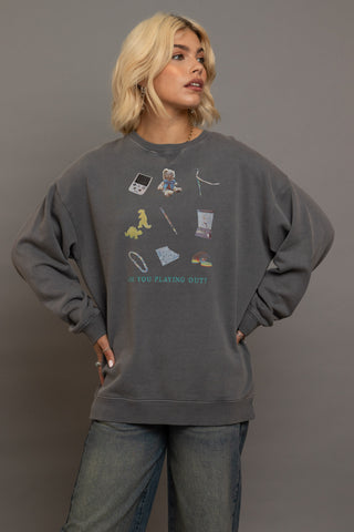 Daisy Street Playing Out Oversized Sweatshirt