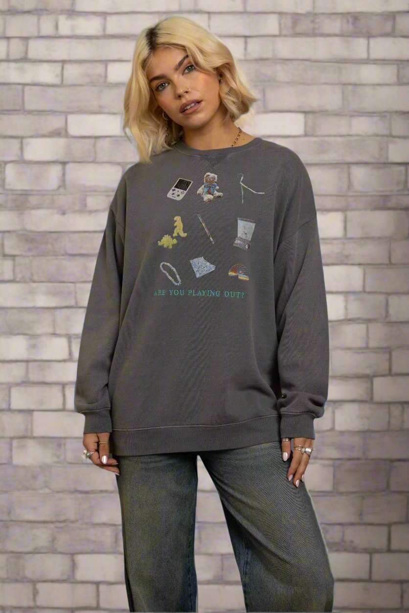 Shop Daisy Street Daisy Street Playing Out Oversized Sweatshirt online at Spoiled Brat