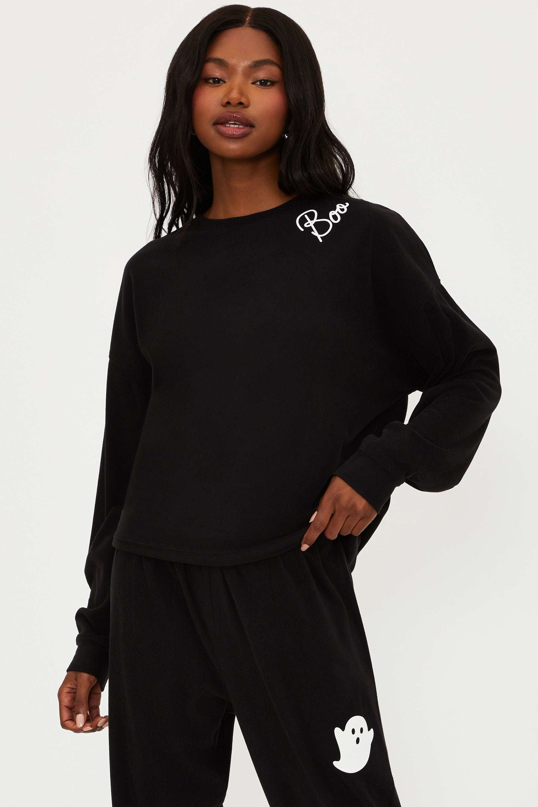 Beach Riot Devyn Boo Black Sweatshirt