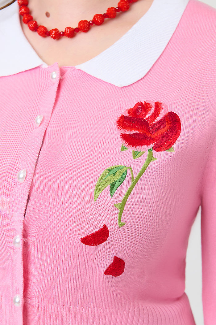 Disney Beauty & The Beast Pink Rose Cardigan - Spoiled Brat