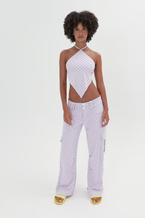 Shop Frankies Bikinis Frankies Bikinis Chilli Checkered Cargo Pant online at Spoiled Brat