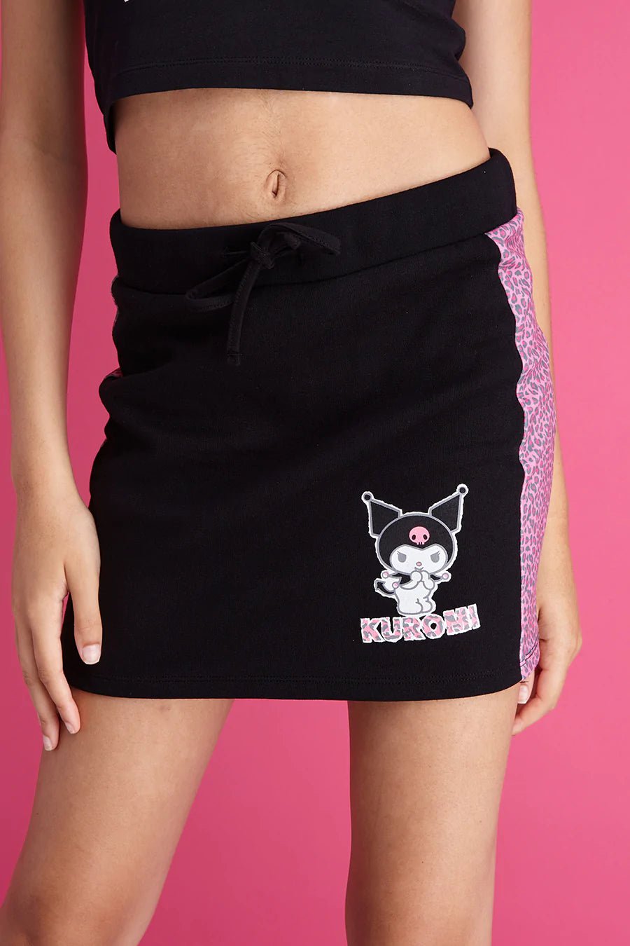 Shop New Girl Order New Girl Order x Kuromi Contrast Leopard Print Mini Skirt online at Spoiled Brat