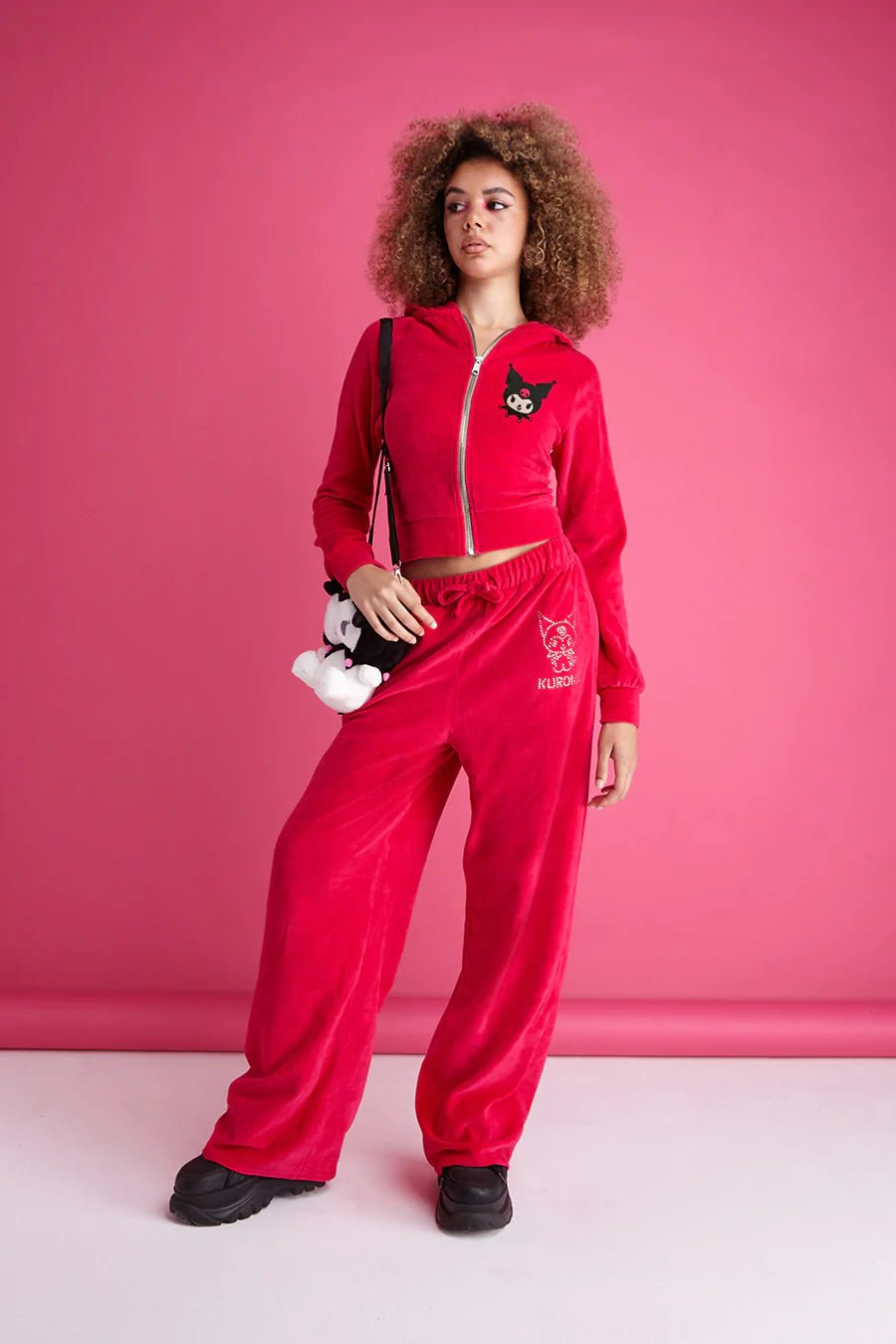 Shop New Girl Order x Kuromi Velour Hot Fix Embroidered Jogger