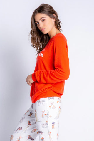 Shop PJ Salvage Dog & Coffee Red Lounge Top - Premium Long Sleeved Top from PJ Salvage Online now at Spoiled Brat 