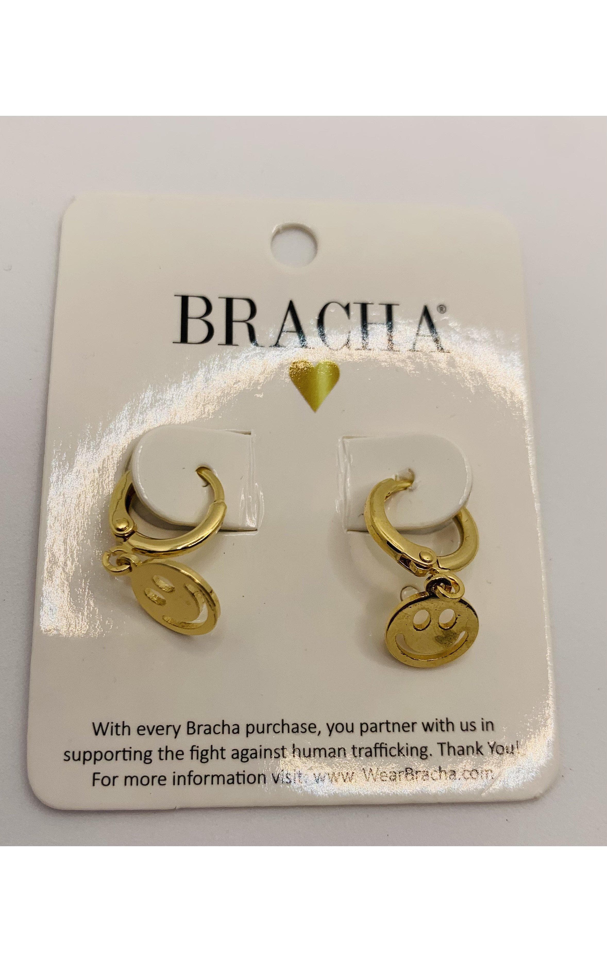 Bracha Smiley Huggies Gold Hoop Earrings Earrings by Bracha as seen on celebrities