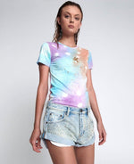 Shop One Teaspoon One Teaspoon Graffiti Tie Dye Organic Fitted Tee online at Spoiled Brat