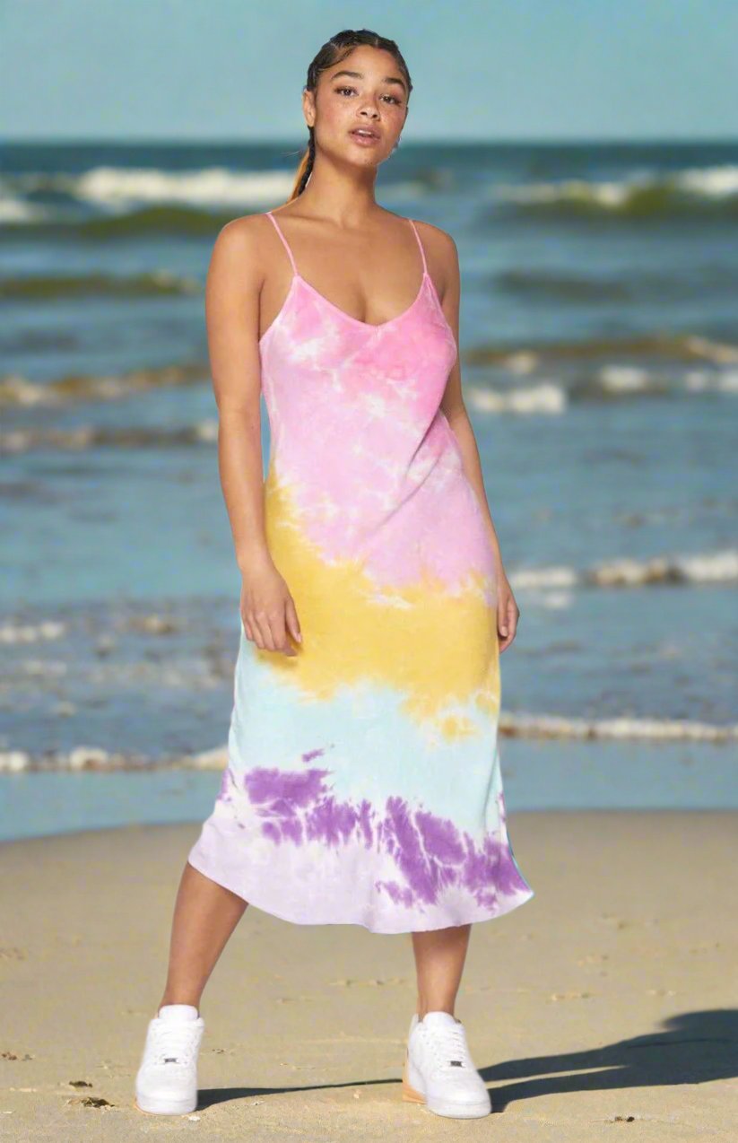 Shop Spiritual Gangster Spiritual Gangster Tie Dye Slip Maxi Dress online at Spoiled Brat