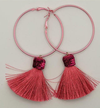 Shop Suzywan DELUXE Fuchsia Tassel Hoop Earrings - Spoiled Brat  Online