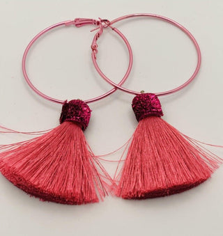 Shop Suzywan DELUXE Fuchsia Tassel Hoop Earrings - Spoiled Brat  Online