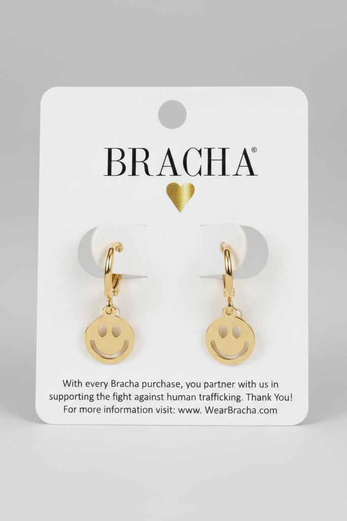 Shop Bracha Bracha Smiley Huggies Gold Hoop Earrings Earrings for women – premium loungewear and festival fashion at Spoiled Brat
