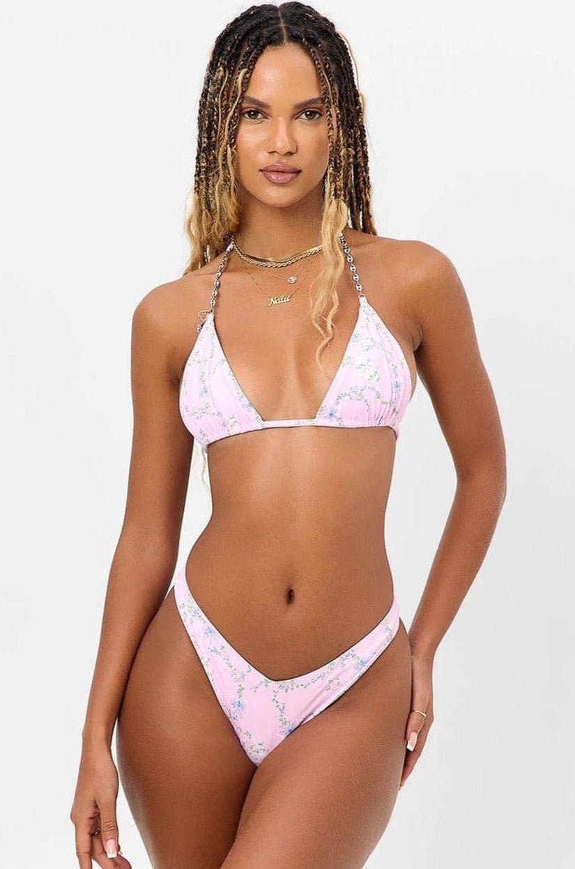 Frankies Bikinis Tia Floral Chain Bikini Top as seen on Maude Apatow *Euphoria* by Frankies Bikinis – Bikini Top – S | Spoiled Brat UK