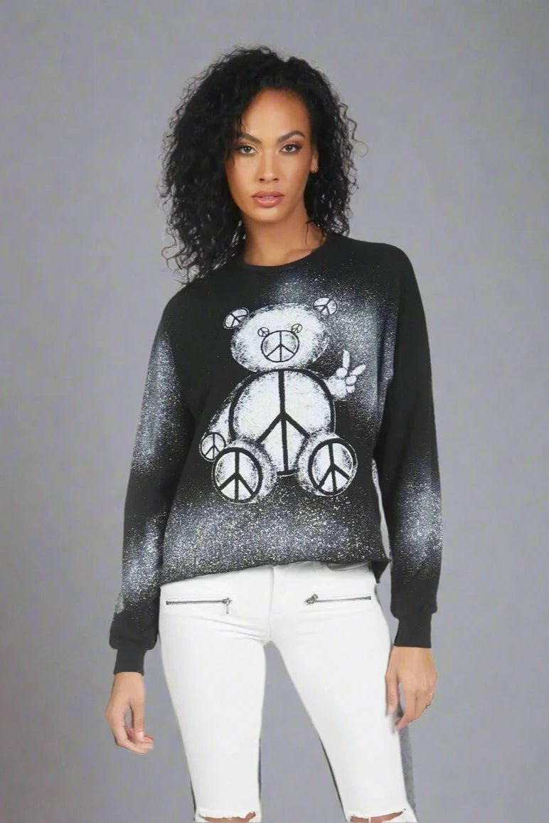 Shop Lauren Moshi Lauren Moshi Lee Peace Teddy Crew Sweater Sweater for women – premium loungewear and festival fashion at Spoiled Brat
