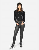 Shop Lauren Moshi Lauren Moshi McKinely Mini Crystal Cross Bone Skulls Long Sleeved Top Long Sleeved Top for women – premium loungewear and festival fashion at Spoiled Brat