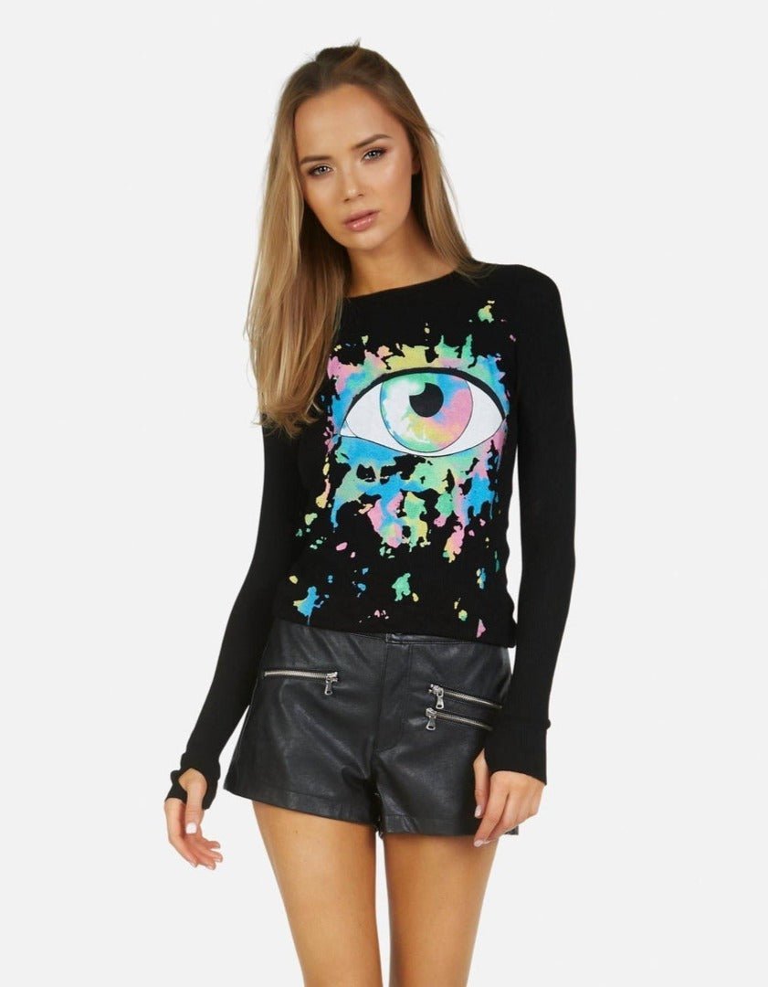 Shop Lauren Moshi Lauren Moshi McKinley X Watercolor Eye Thermal Top Long Sleeved Top for women – premium loungewear and festival fashion at Spoiled Brat