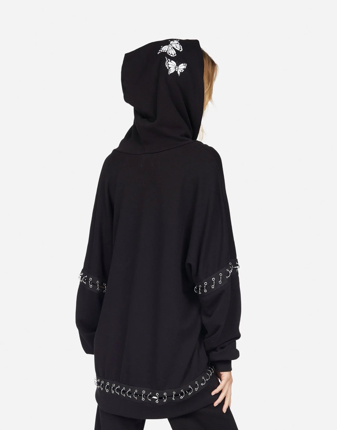 Shop Lauren Moshi Lauren Moshi Samantha Butterfly Skull Burst Hoodie Wrap Cardigan for women – premium loungewear and festival fashion at Spoiled Brat