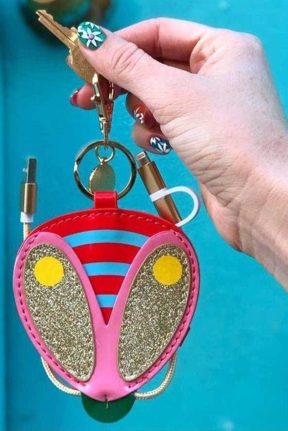 Shop Packed Party Packed Party Buzz Buzz Charging Cord Keyring Portable Charger for women – premium loungewear and festival fashion at Spoiled Brat