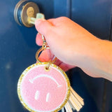 Packed Party Keep Cozy Smiley Keychain by Packed Party – Keyring – Pink | Spoiled Brat UK