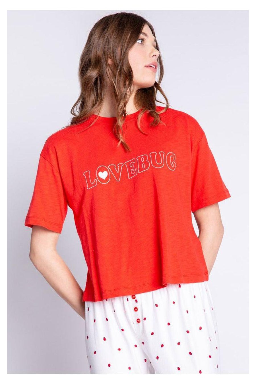 Shop PJ Salvage PJ Salvage Lovebug Red Cotton T-Shirt Pyjamas for women – premium loungewear and festival fashion at Spoiled Brat