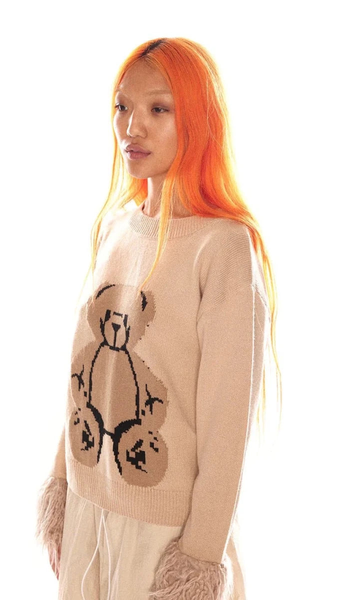 Shop Basic Pleasure Mode Basic Pleasure Mode Big Ted Fluffy Trim Jumper Jumper for women – premium loungewear and festival fashion at Spoiled Brat