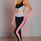 Shop Beach Riot Beach Riot Colorblock Pretty Pastels Leggings as seen on Sarah Jayne Dunn Leggings for women – premium loungewear and festival fashion at Spoiled Brat