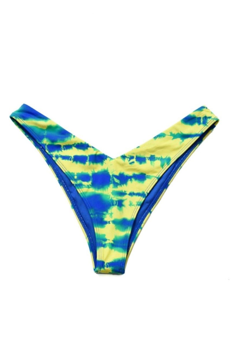 Shop Bitching & Junkfood Bitching & Junkfood ZENDAYA Bikini Bottom Blue & Yellow Tie Dye Bikini Bottoms for women – premium loungewear and festival fashion at Spoiled Brat