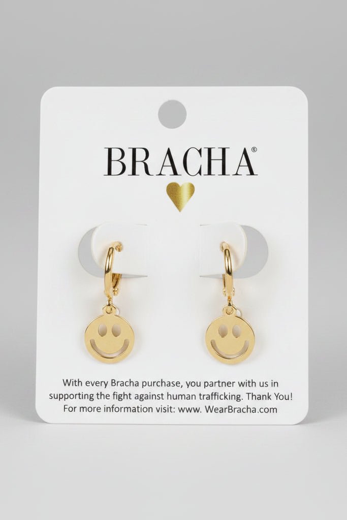 Shop Bracha Bracha Smiley Huggies Gold Hoop Earrings Earrings for women – premium loungewear and festival fashion at Spoiled Brat