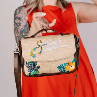 Shop Buckle Down Lilo and Stitch Raffia Straw Cross Body Bag - Premium Cross Body Bag from Buckle Down Products Online now at Spoiled Brat 