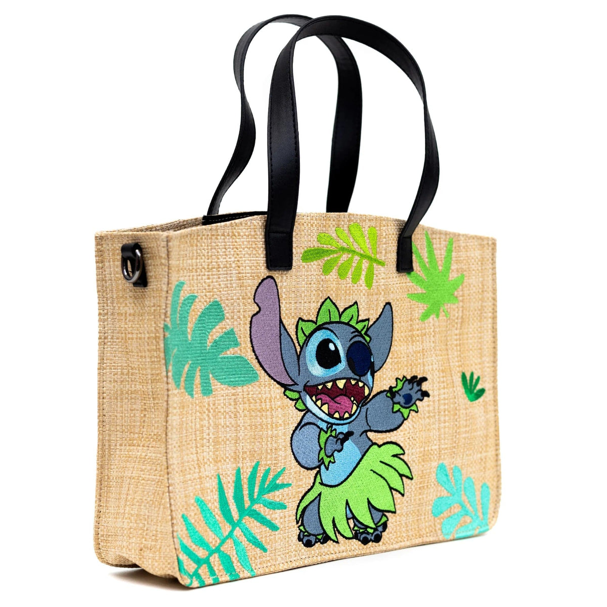 Shop Buckle Down Products Buckle Down Lilo and Stitch Raffia Straw Embroidered Tote Bag online at Spoiled Brat