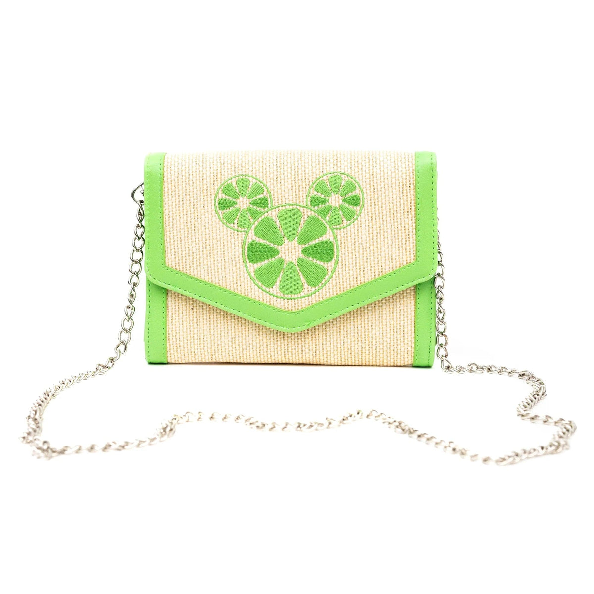 Shop Buckle Down Products Buckle Down Mickey Mouse Lime Raffia Cross Body Bag online at Spoiled Brat