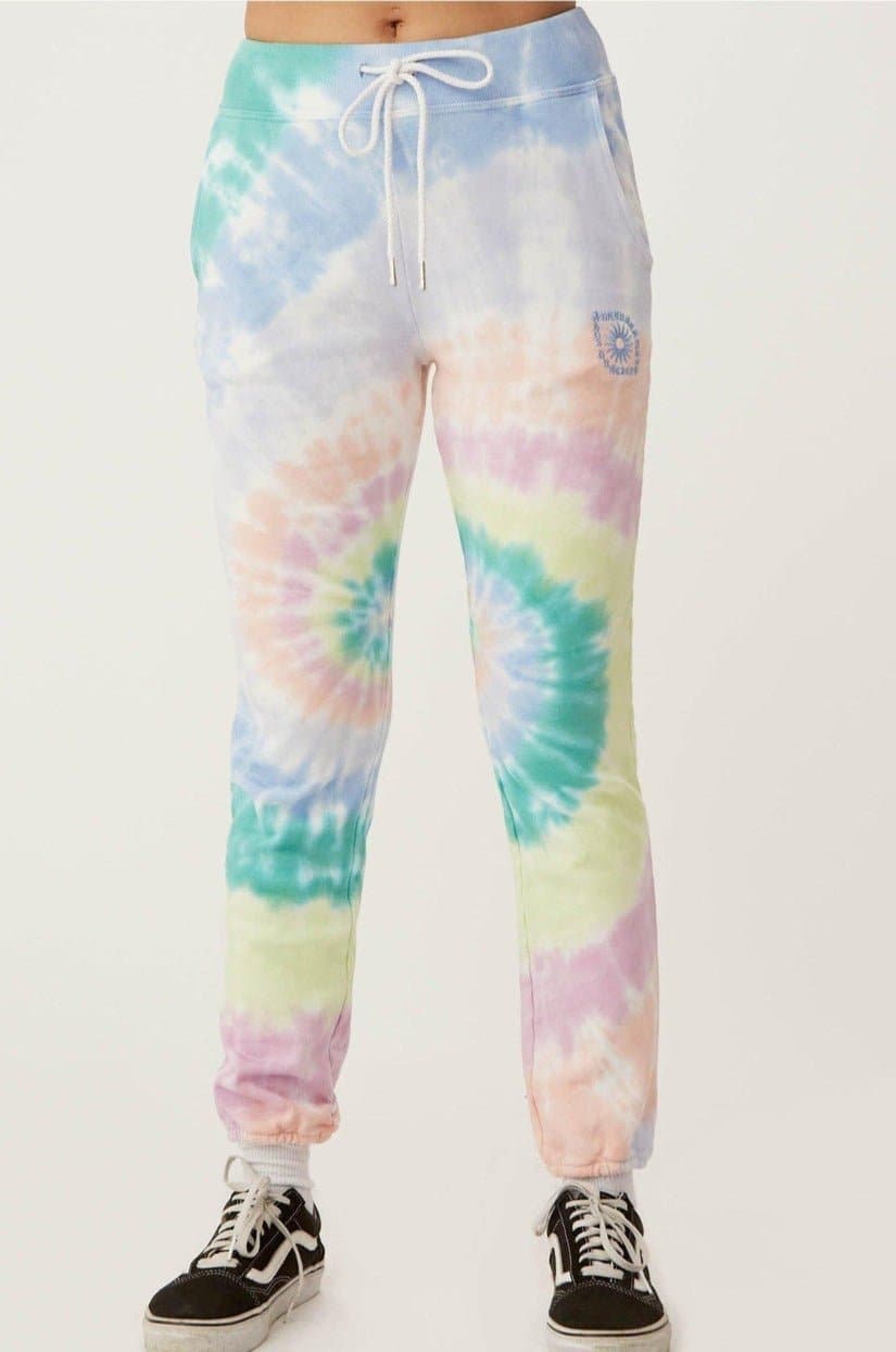 Shop Daydreamer LA Daydreamer LA La Eye Jogger In Prismatic Tie Dye as seen on Vanessa Hudgens online at Spoiled Brat