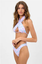 Frankies Bikinis Bash Terry Halter Bikini Top in Daisy Dream Bikini Top by Frankies Bikinis as seen on celebrities