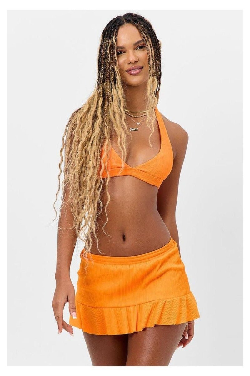 Shop Frankies Bikinis Frankies Bikinis Eden Plissé Halter Bikini Top Bikini Top for women – premium loungewear and festival fashion at Spoiled Brat