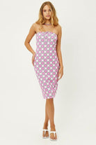 Shop Frankies Bikinis Frankies Bikinis Hope Strapless Terry Dress in Pink Daisy Midi Dress for women – premium loungewear and festival fashion at Spoiled Brat