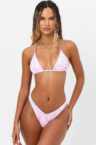 Shop Frankies Bikinis Tia Floral Chain Bikini Top as seen on Maude Apatow *Euphoria* - Spoiled Brat  Online
